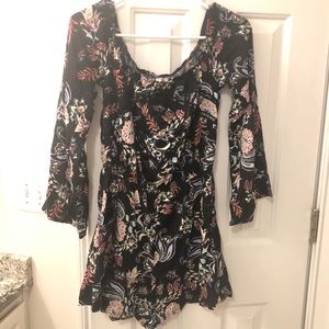 Mossimo Supply Co. Other - Black floral long bell sleeve romper Mossimo Supply Co. Other - Black floral long bell sleeve romper